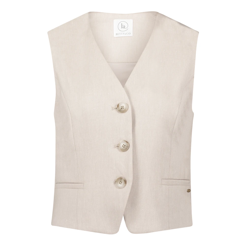 Betty & Co Zomer vest met zakken Beige Dames