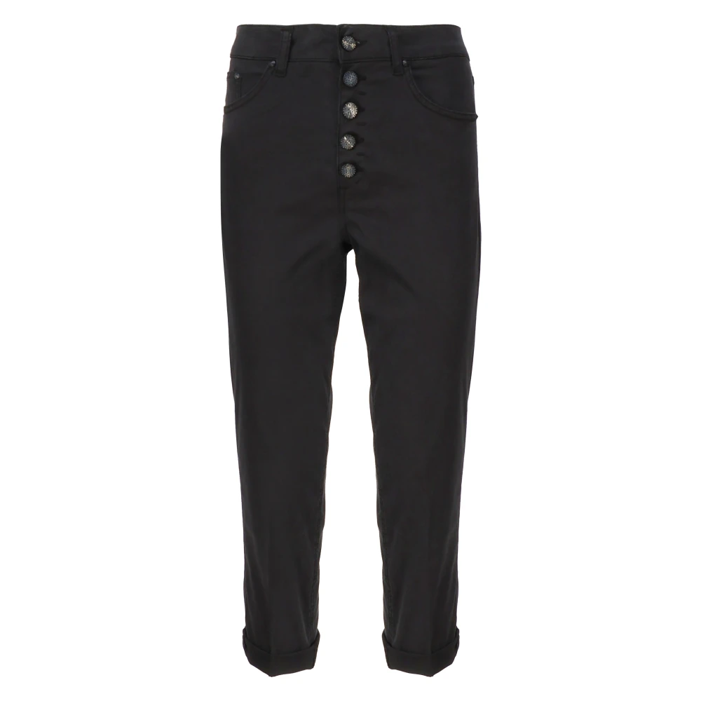 Dondup Zwarte Loose Fit Jeans Enkel Lengte Black Dames