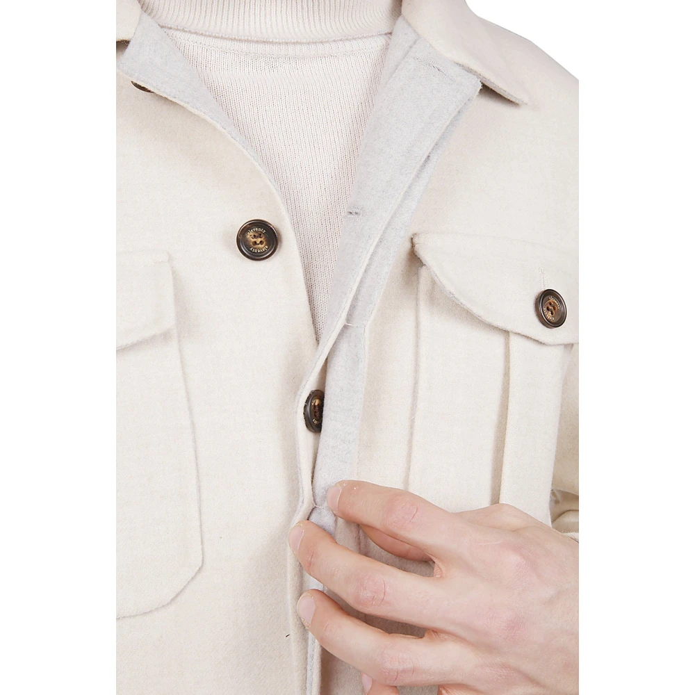 Eleventy Wollen Overshirt Niet Omkeerbaar Beige Heren