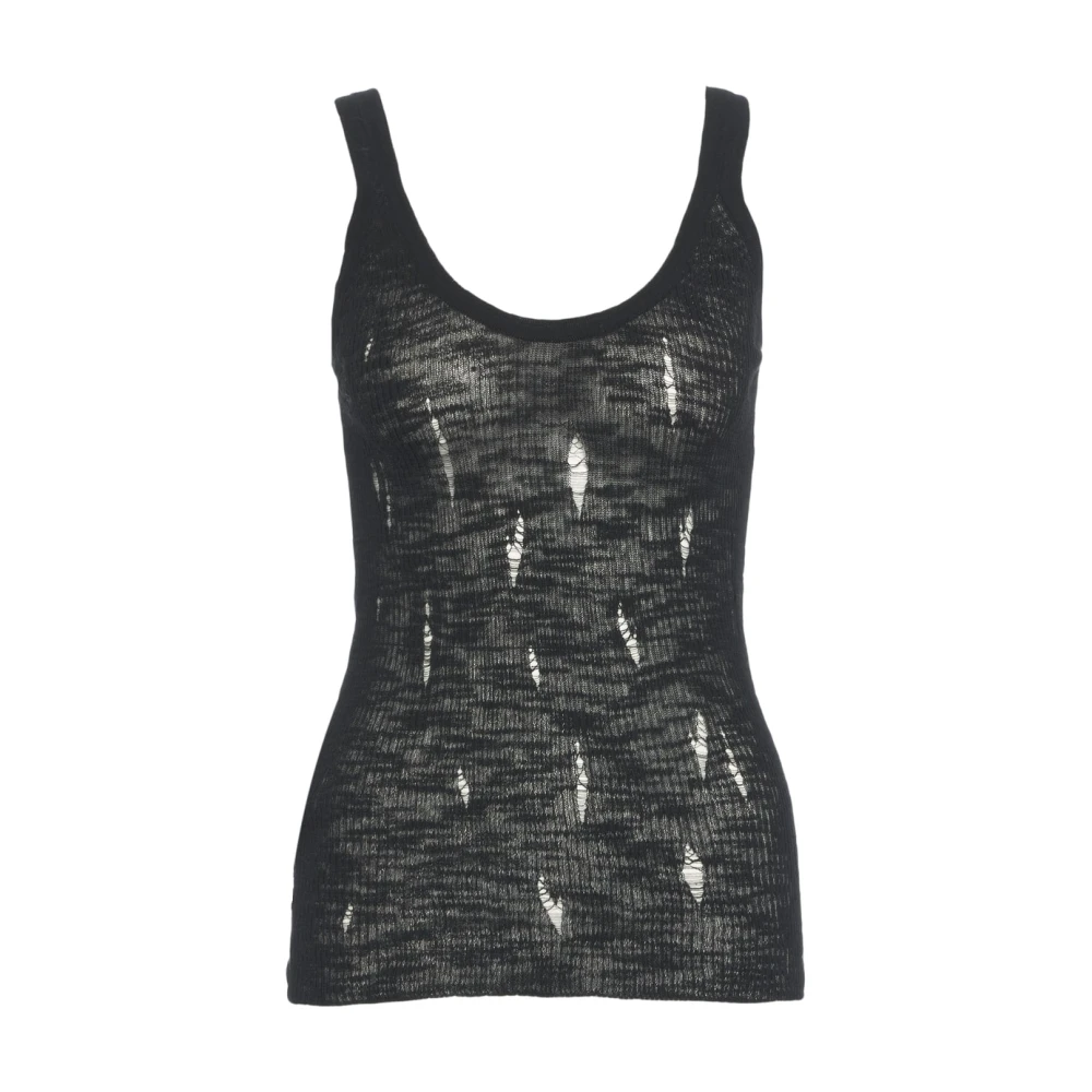 Pinko Women's Black Sleeveless Tops, M, Scoop Neck Tank Top