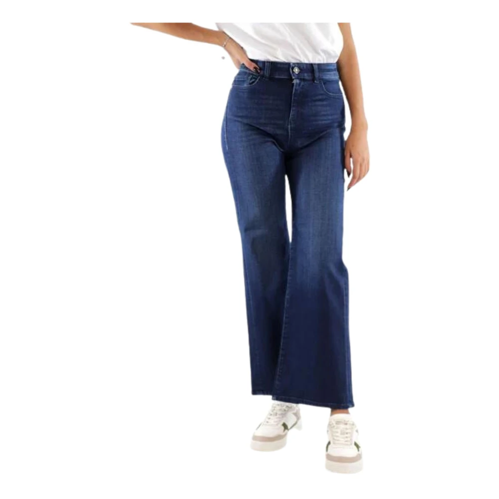 Emporio Armani Hoge Taille Palazzo Jeans voor Dames Blue Dames