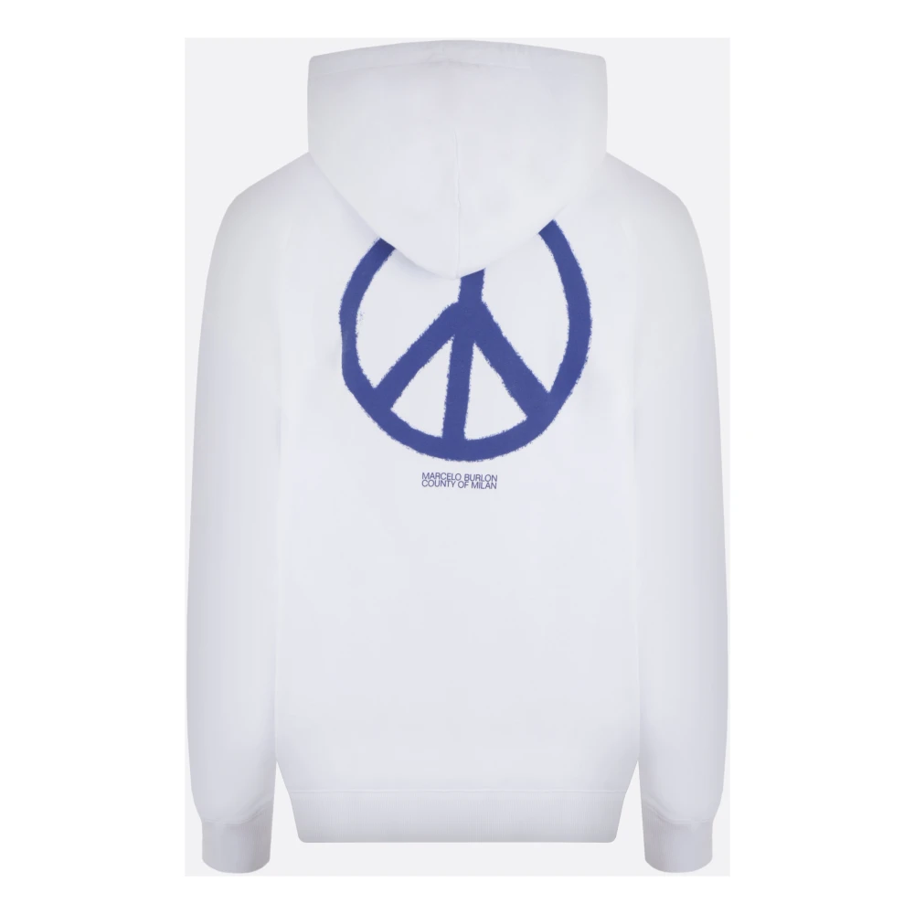 Marcelo Burlon Oversized Hoodie met Peace Logo Print White Heren