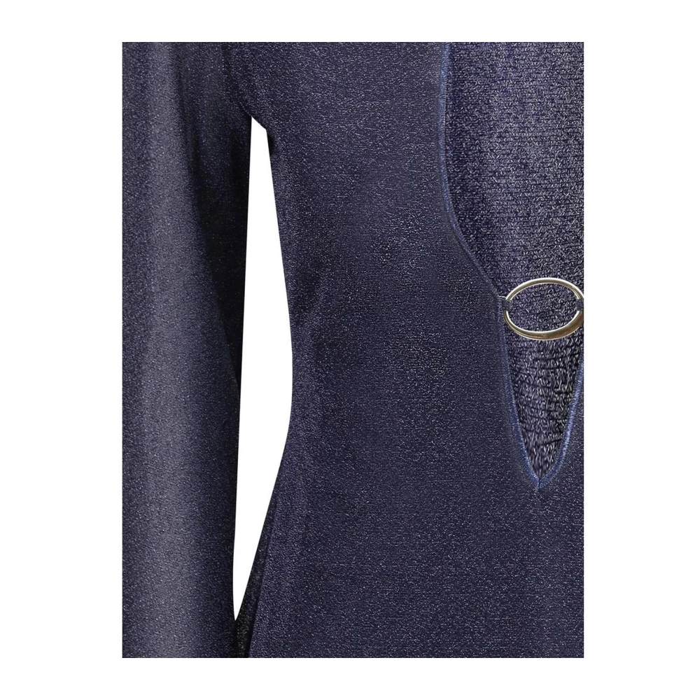 Oseree Glitter V-Neck Mini Jurk Blue Dames