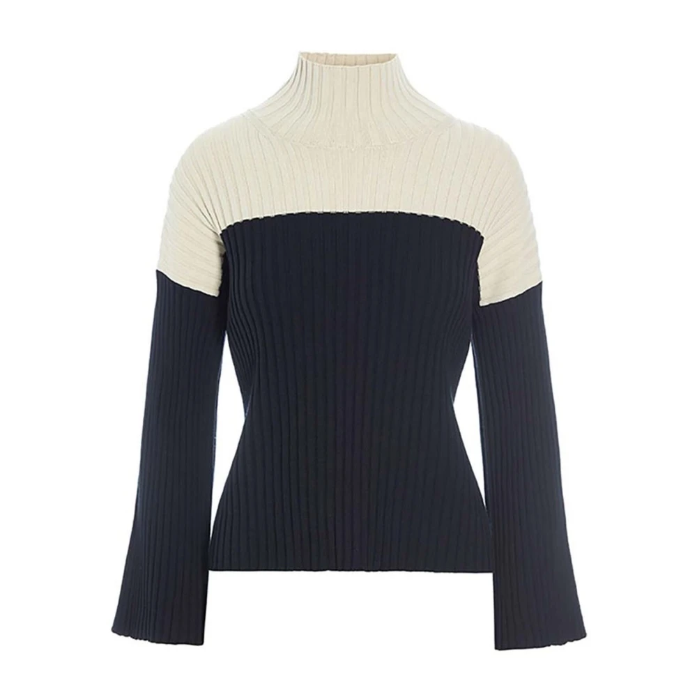 Bitte Kai Rand Rib Gebreide Blouse Zwart Ivoor Blok Blue Dames