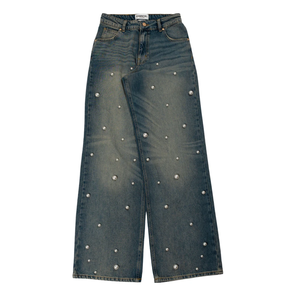 Essentiel Antwerp Blauwe Parel-Verfraaide High-Rise Jeans Blue Dames