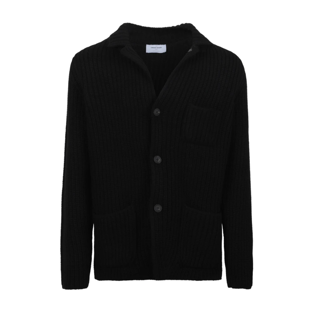 Gran Sasso Zwarte Cardigan Sweater met Shawl Neck Black Heren