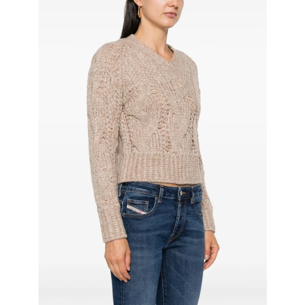 Ermanno Scervino Chunky Cable Gebreide Trui Brown Dames