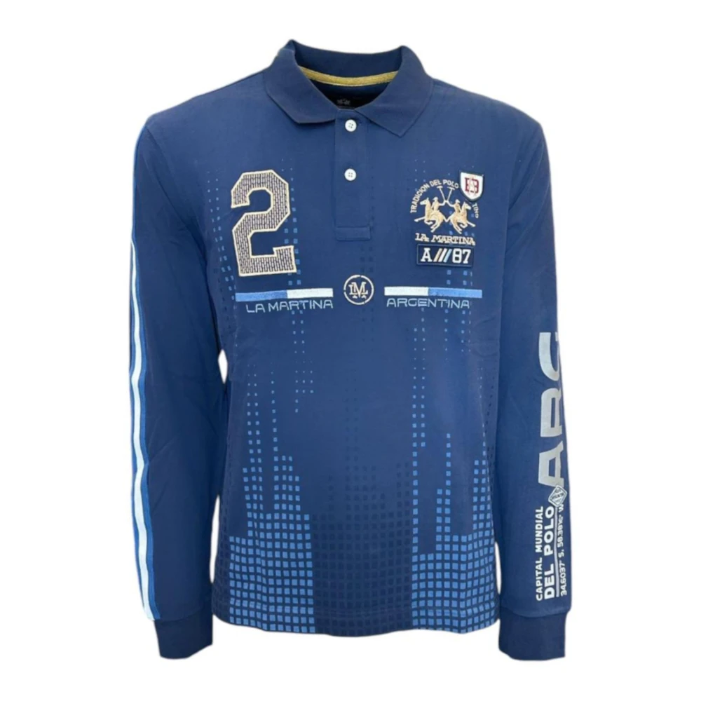 LA MARTINA Replica Heavy Blue Polo Shirt met Logo Blue Heren