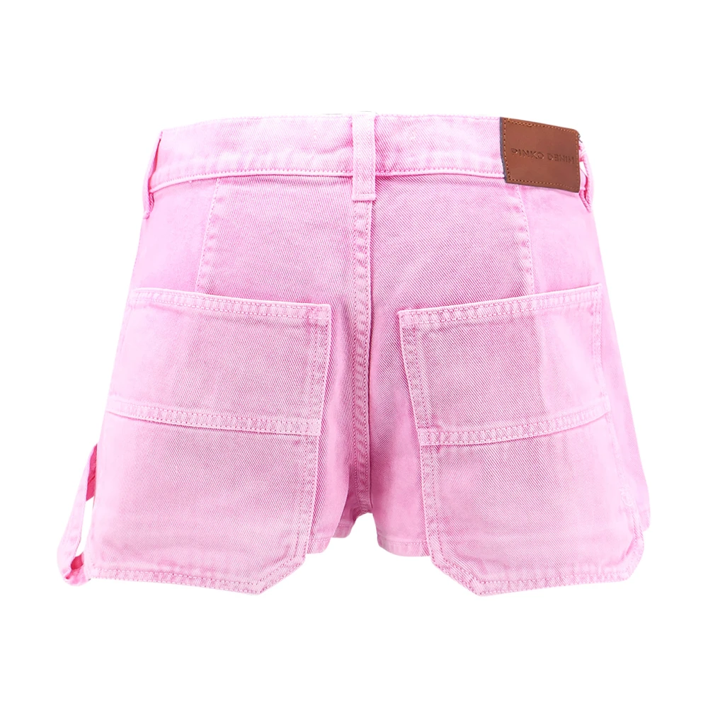 pinko Denim Love Birds Borduurwerk Shorts Pink Dames