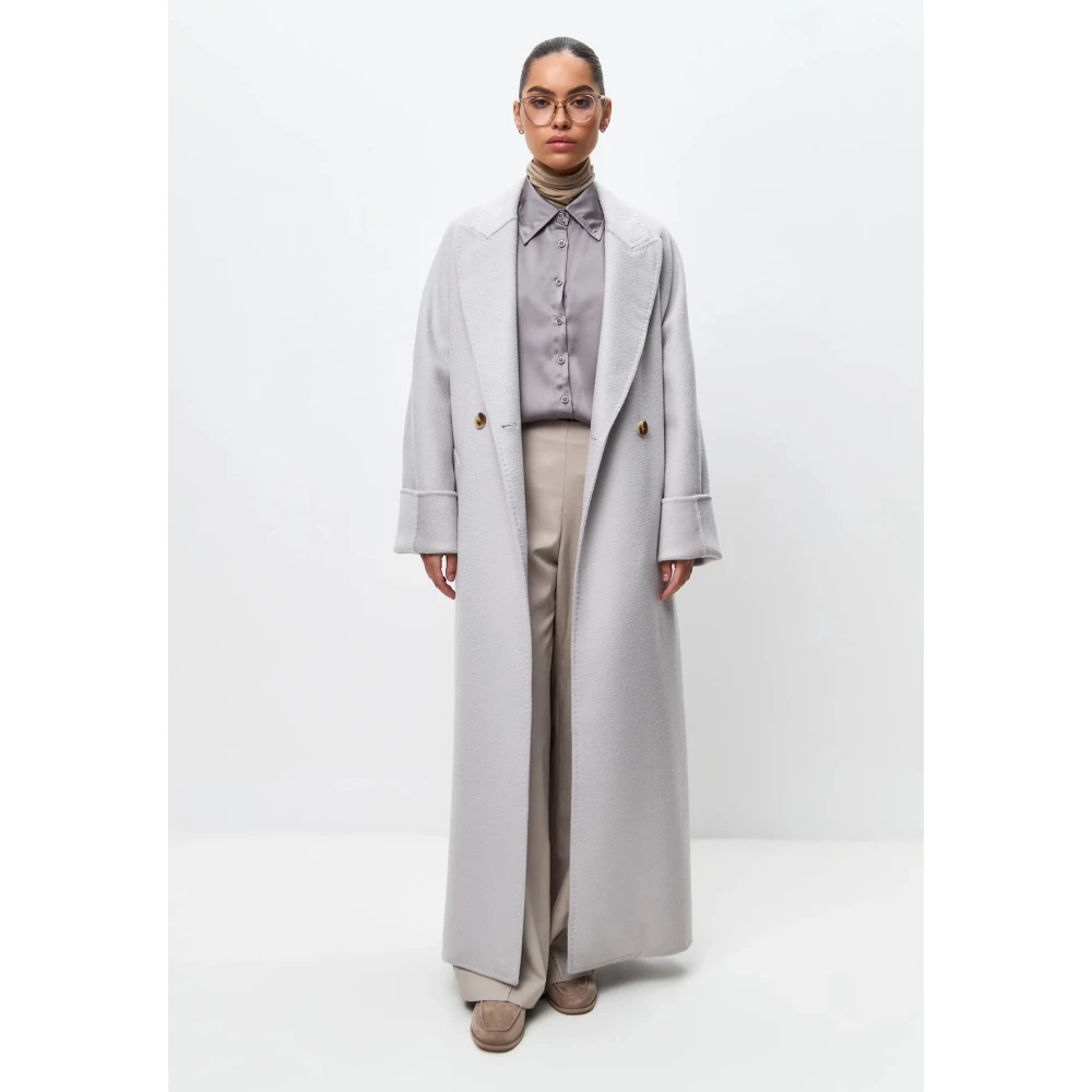 Cesare Gaspari Klassieke Luxe Lange Jas Rosie Wit Gray Dames
