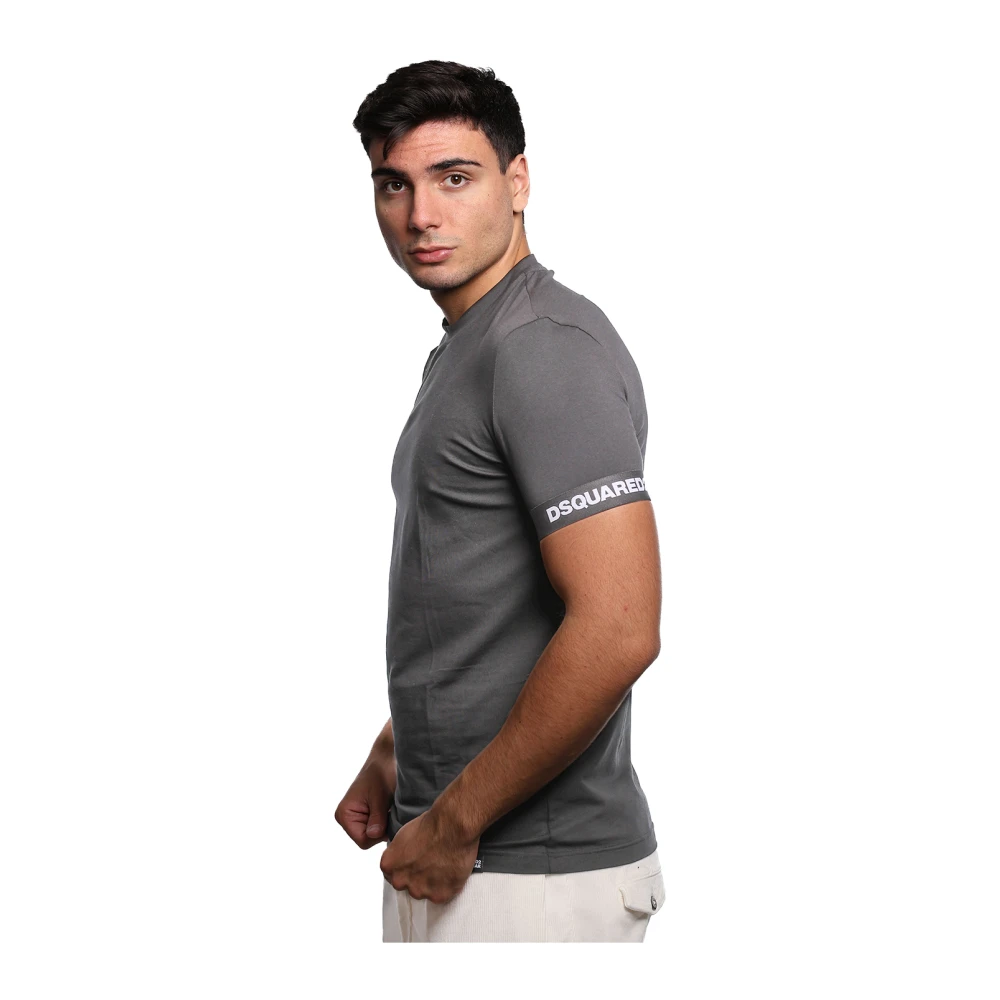Dsquared2 Zwarte Katoenen T-shirt met Logopatch Black Heren