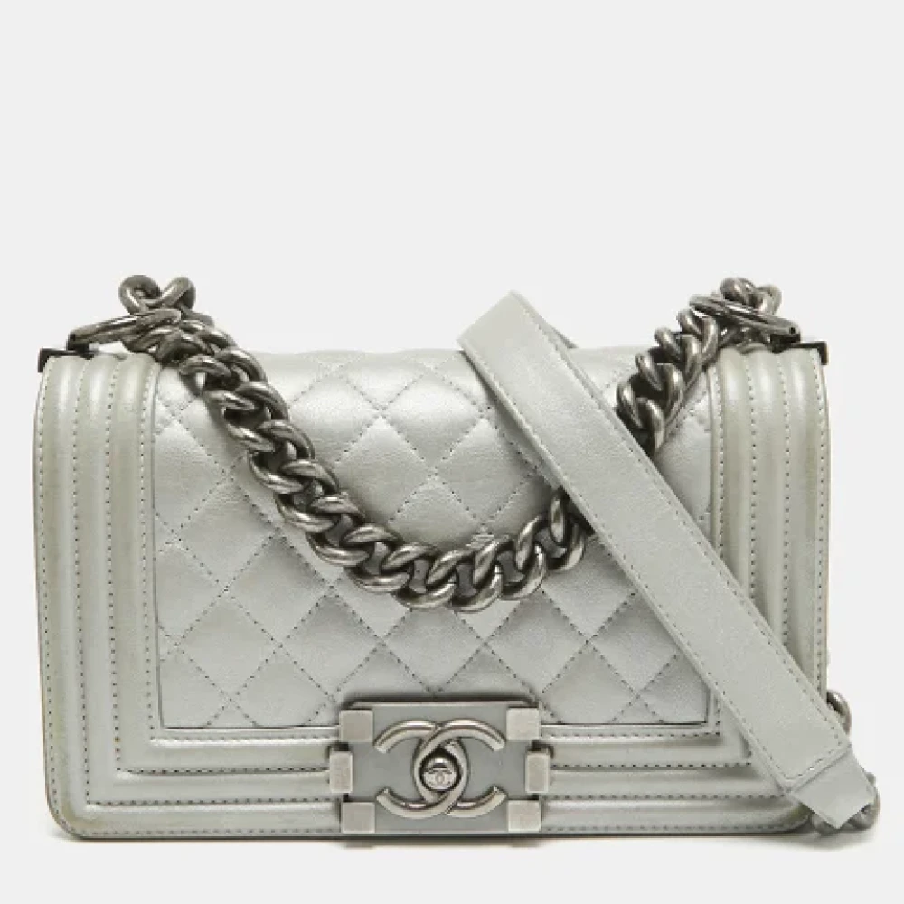 Chanel Vintage Pre-owned Leather chanel-bags Gray Dames