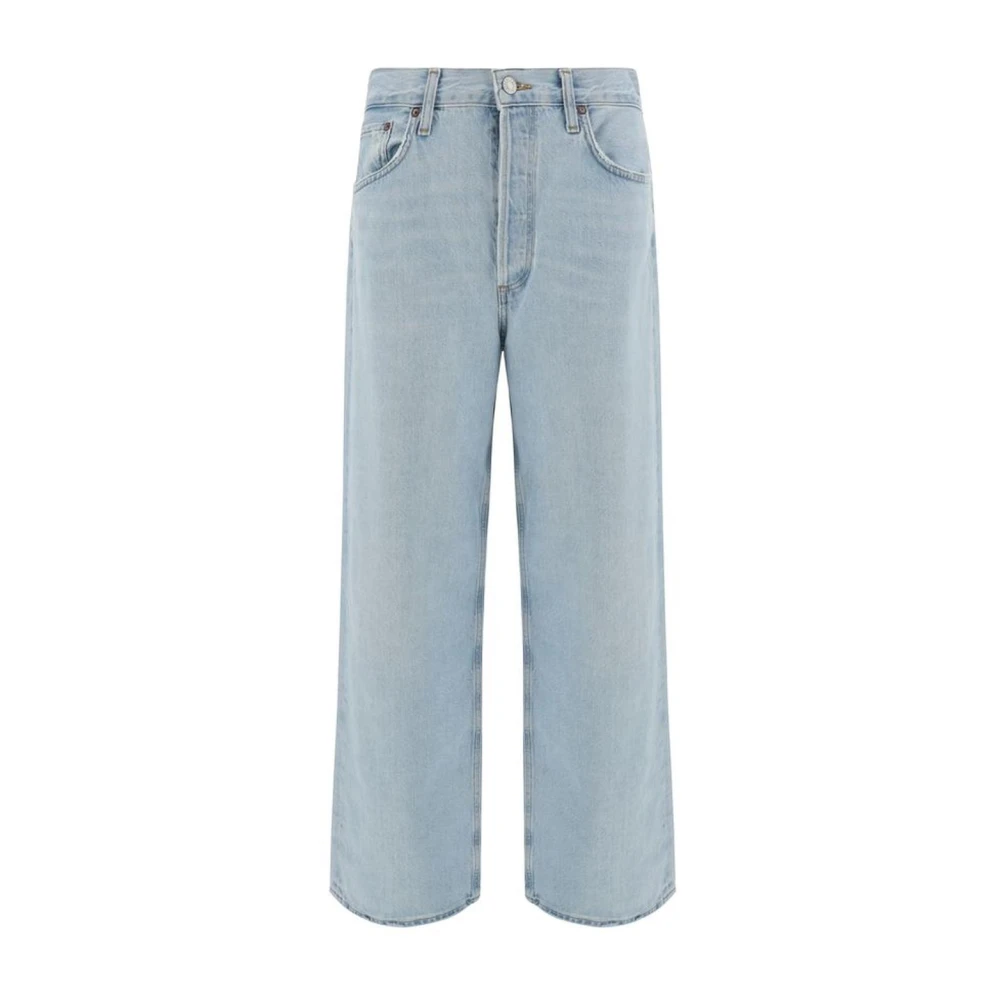 Agolde Ruime Katoenen Jeans met Knoopsluiting Blue Dames