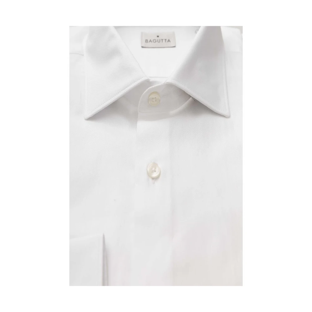 Bagutta Witte Franse Kraag Katoenen Overhemd White Heren