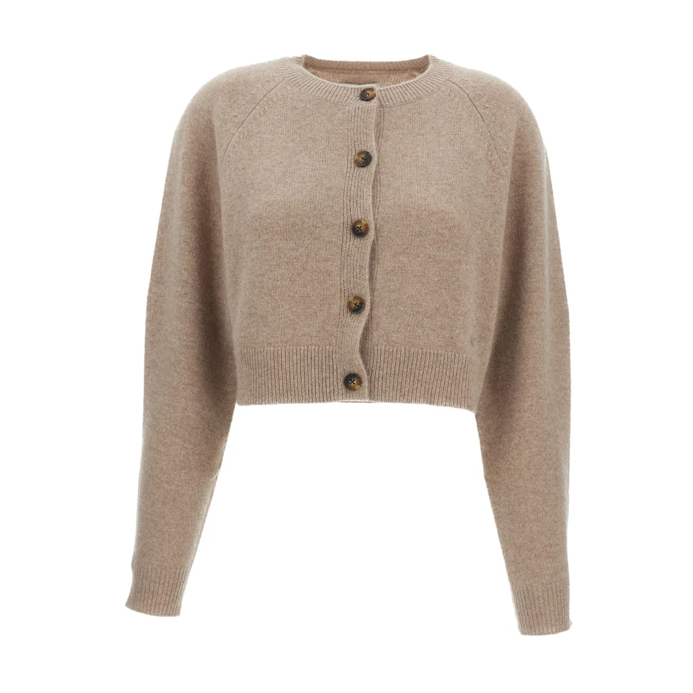 Loulou Studio Beige Cashmere Knitwear, Female, S, Crewneck Cashmere Cardigan