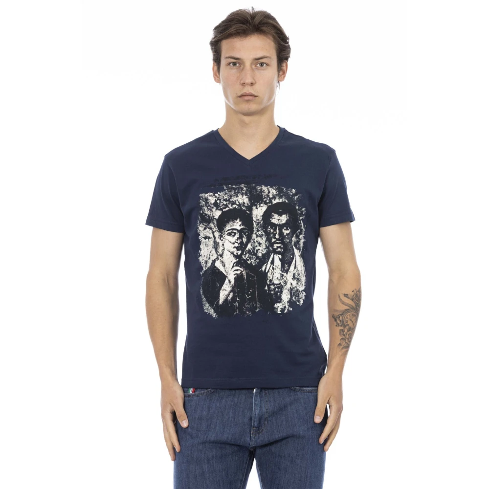 Trussardi Hombre Azul - Camiseta De Manga Corta Cuello En V - Tops - 2XL - Camiseta De Manga Corta Cuello En V