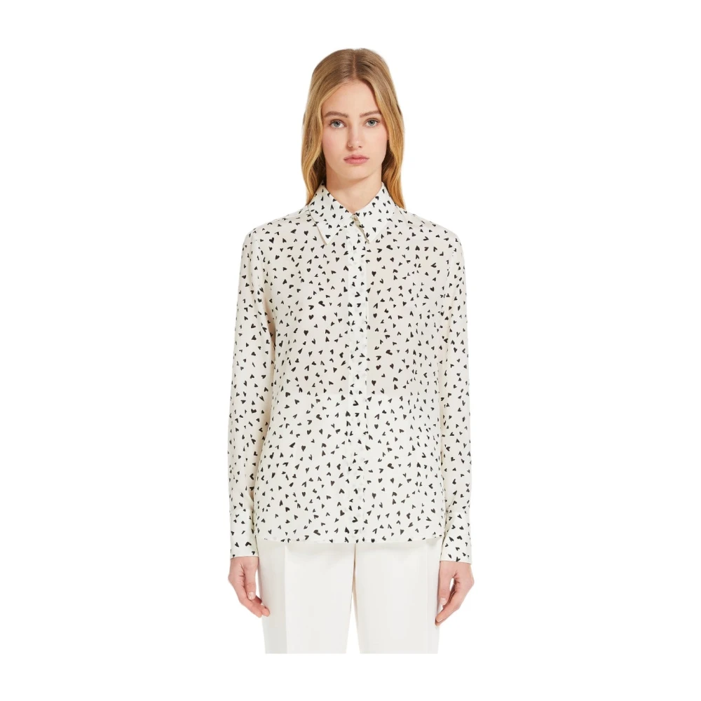 Max Mara Zijden bedrukte shirt Offwhite Multicolor Dames