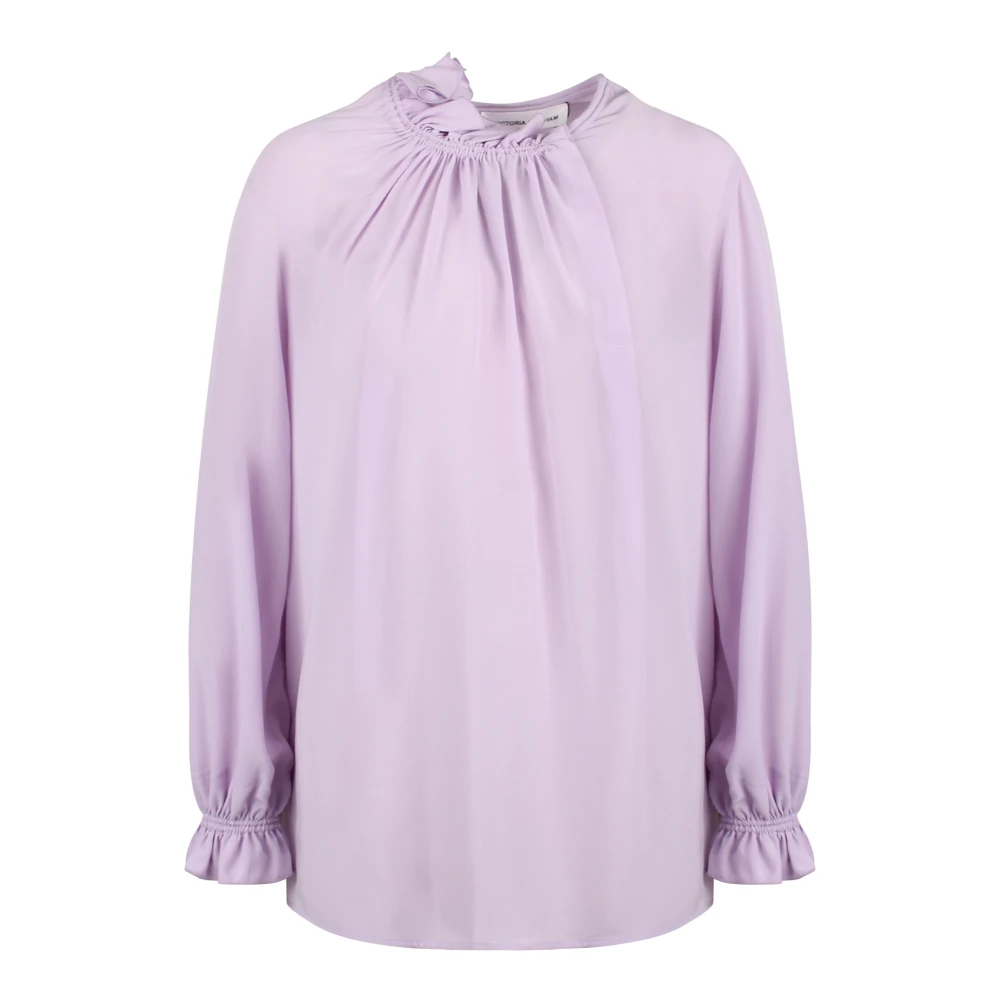 Victoria Beckham Elegant Ruffled Blouse Silk Purple Dames