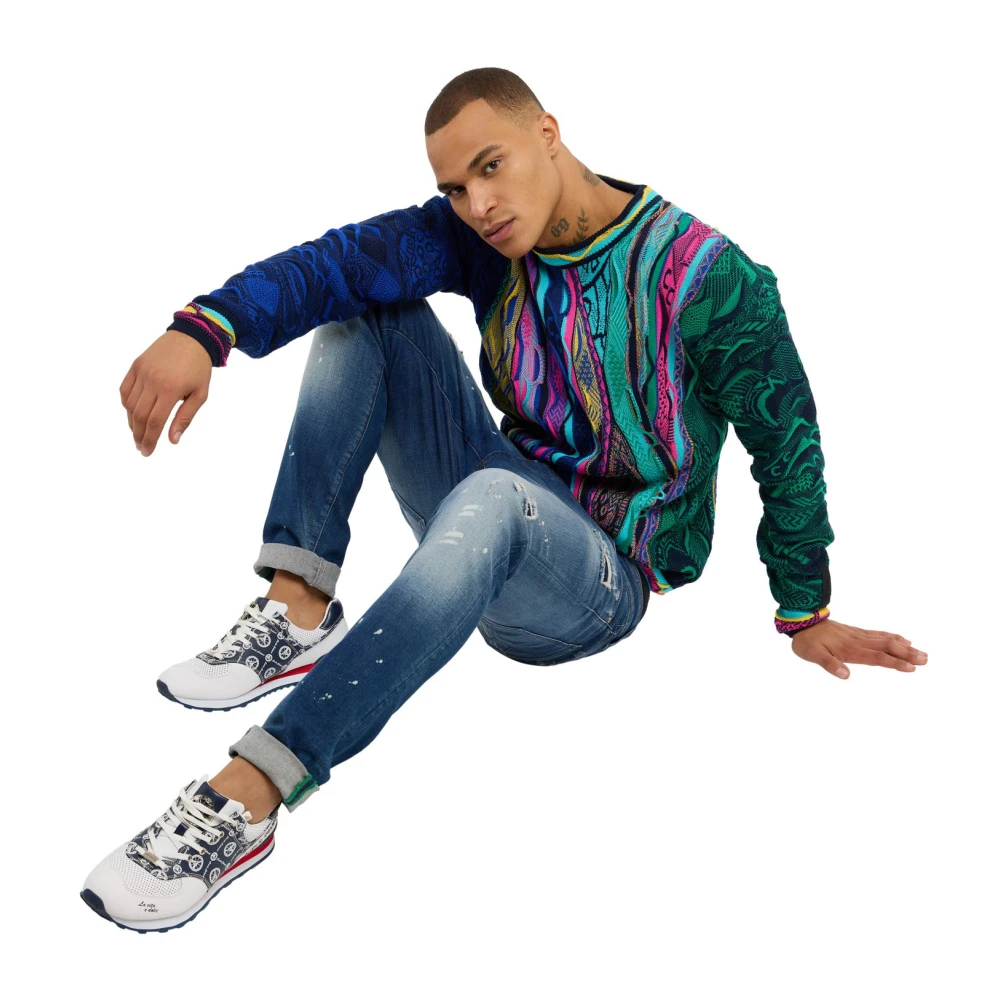 carlo colucci Kleurrijke Gebreide Trui Delueg Multicolor Heren