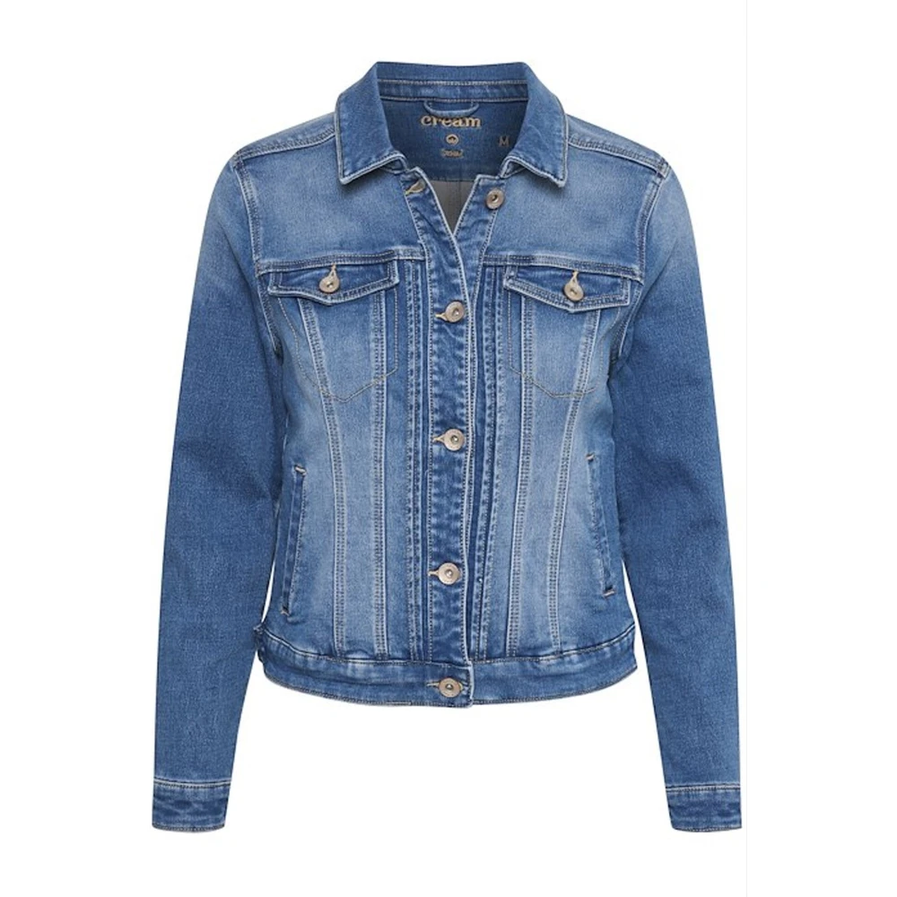 Cream Women's Blue Stylish Denim Jacket With Chest Pockets - Denim Jackets - 2XL - Jackets