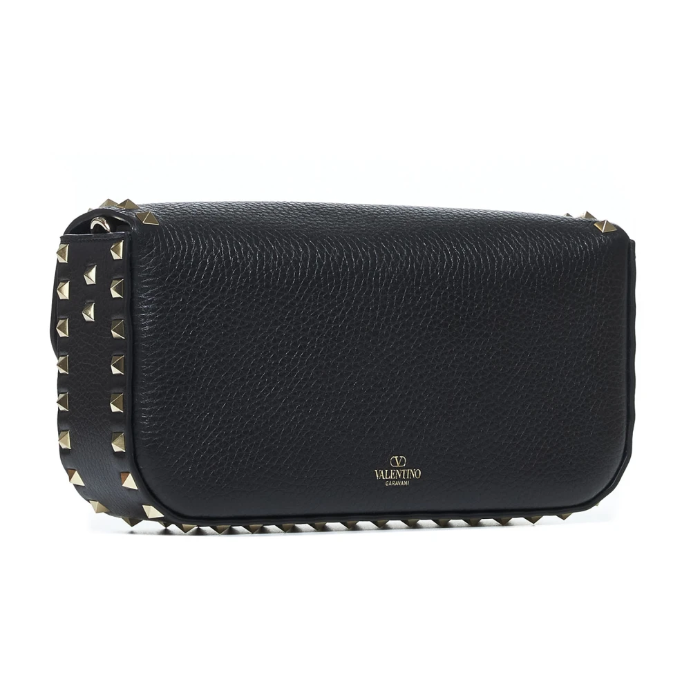 Valentino Garavani Zwarte wollen en zijden crossbody tas Black Dames