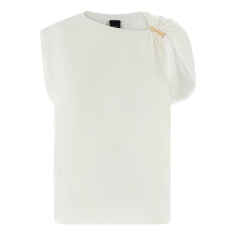 Pinko Women's White Melody Supima Cotton Stretch Top - T-Shirts - L - Tops