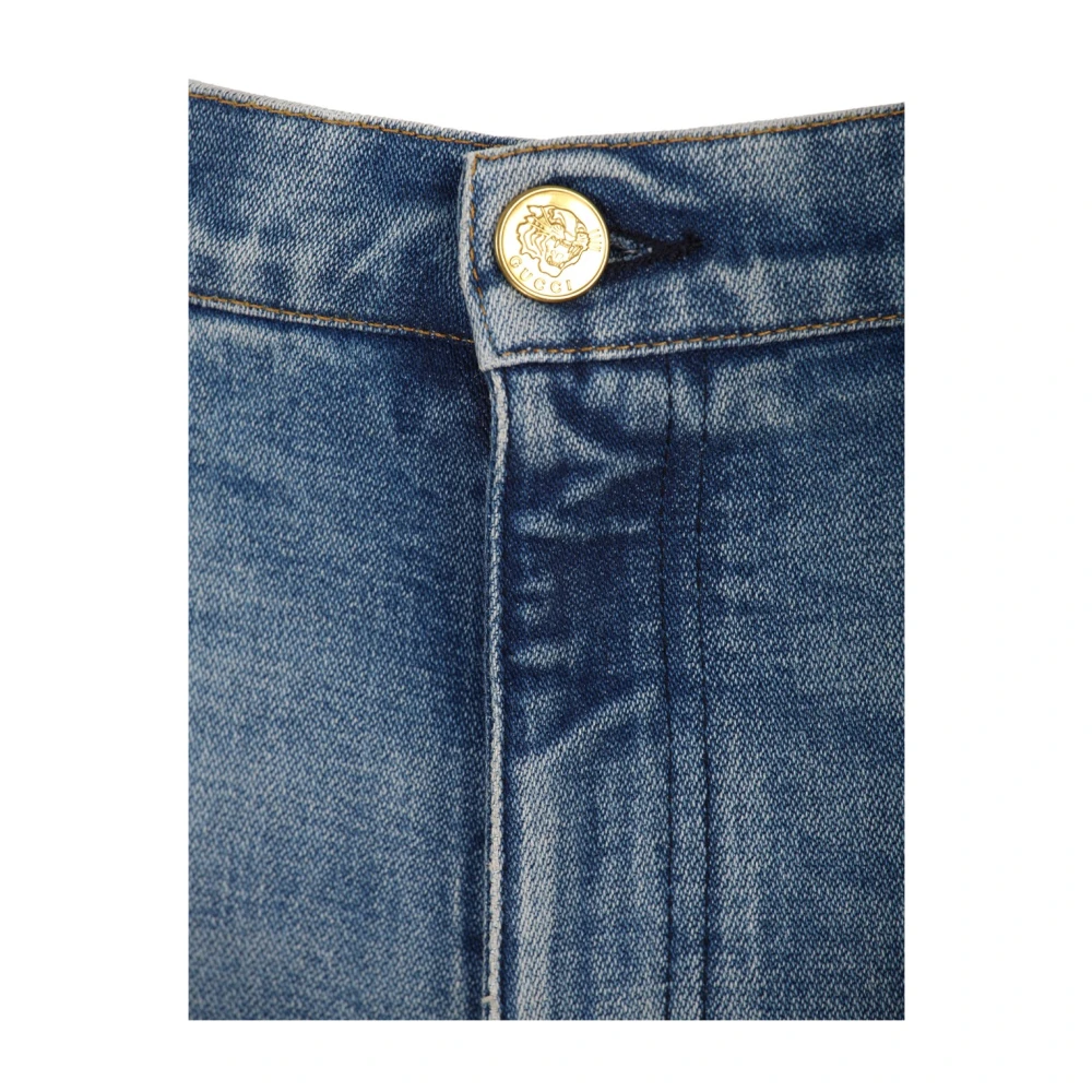 Gucci Blauwe Stonewashed Skinny Jeans Blue Dames