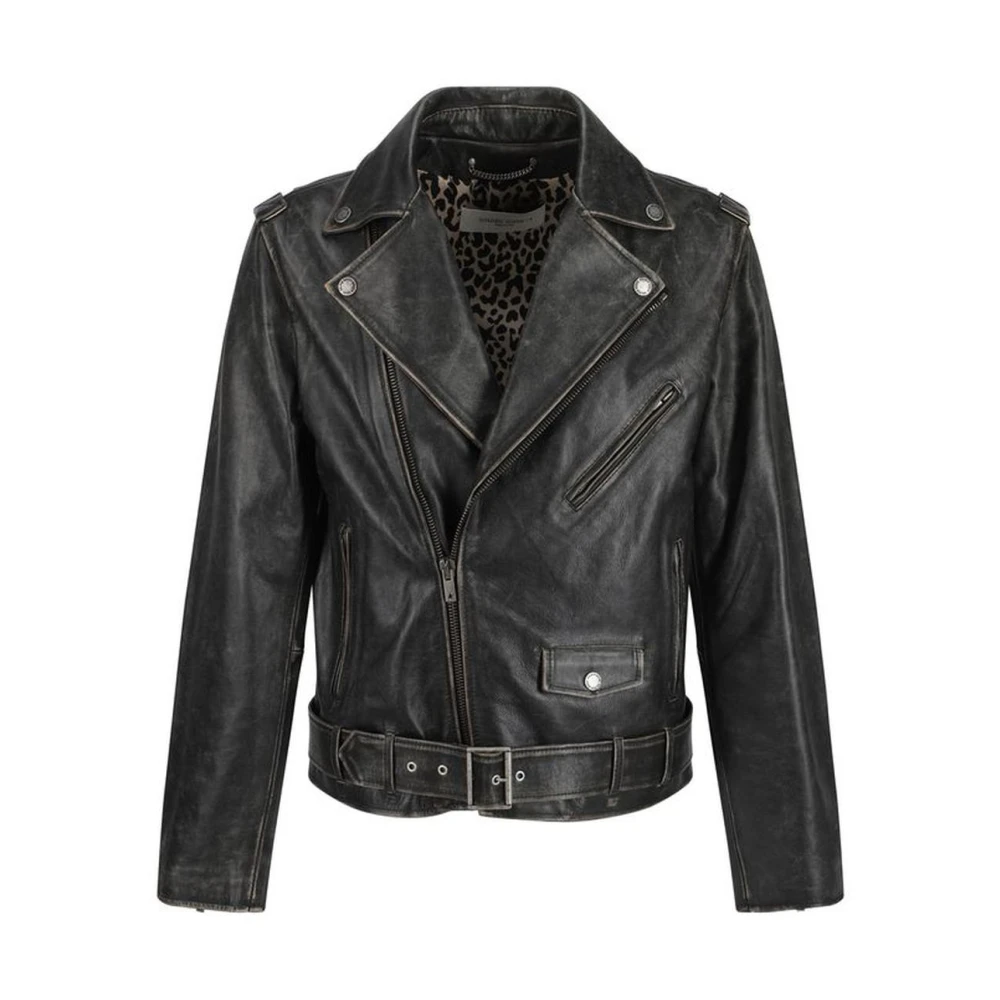 Golden Goose Vintage Leren Bikerjack Black Heren