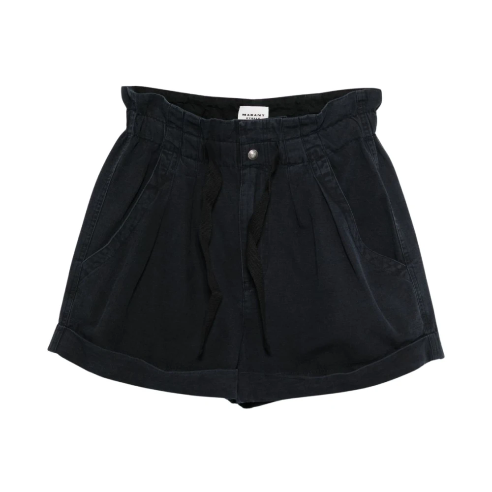 Marant Étoile Women's Black Short Shorts, M, Nirma Drawstring Pleated Shorts