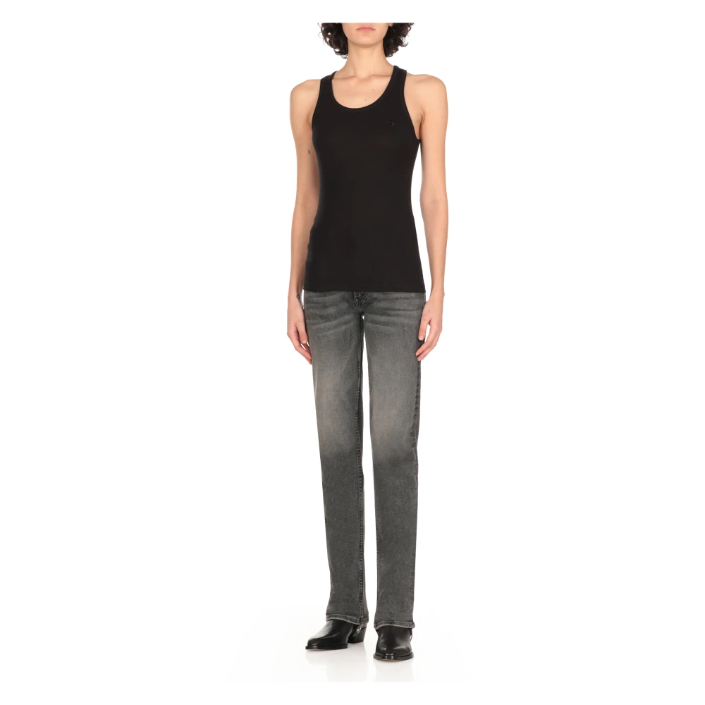 Coperni Zwarte Mouwloze Ronde Hals Geborduurde Top Black Dames