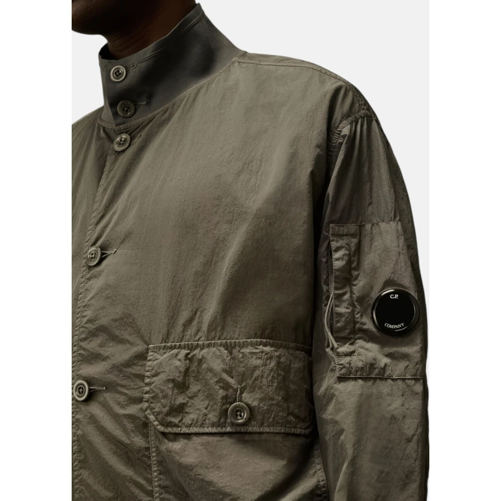 C.P. Company Glanzende Nylon Jas met Knoopdetails Green Heren