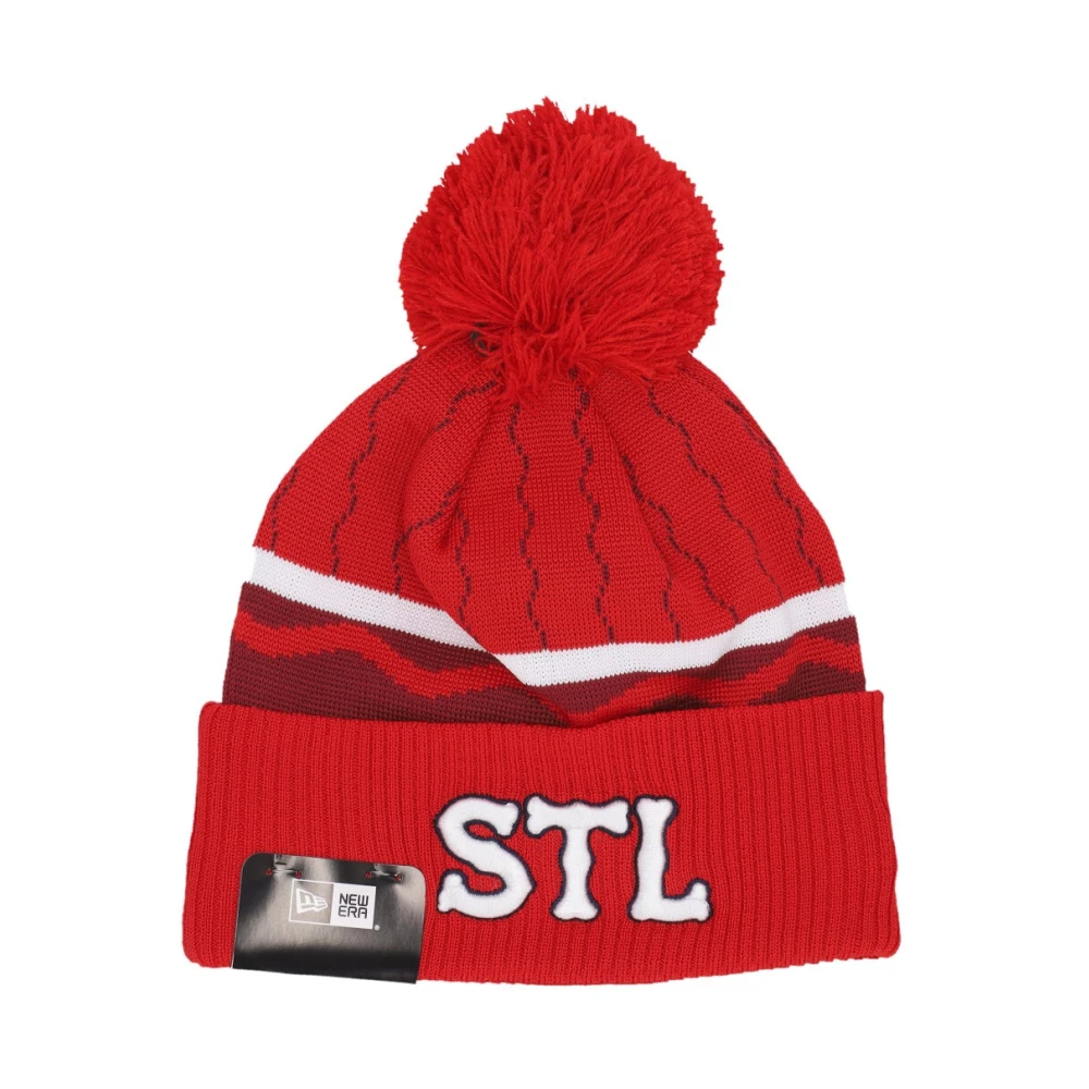 New Era Men's Red Accessories, One Size, Mlb City Connect Knit Beanie Pom Pom
