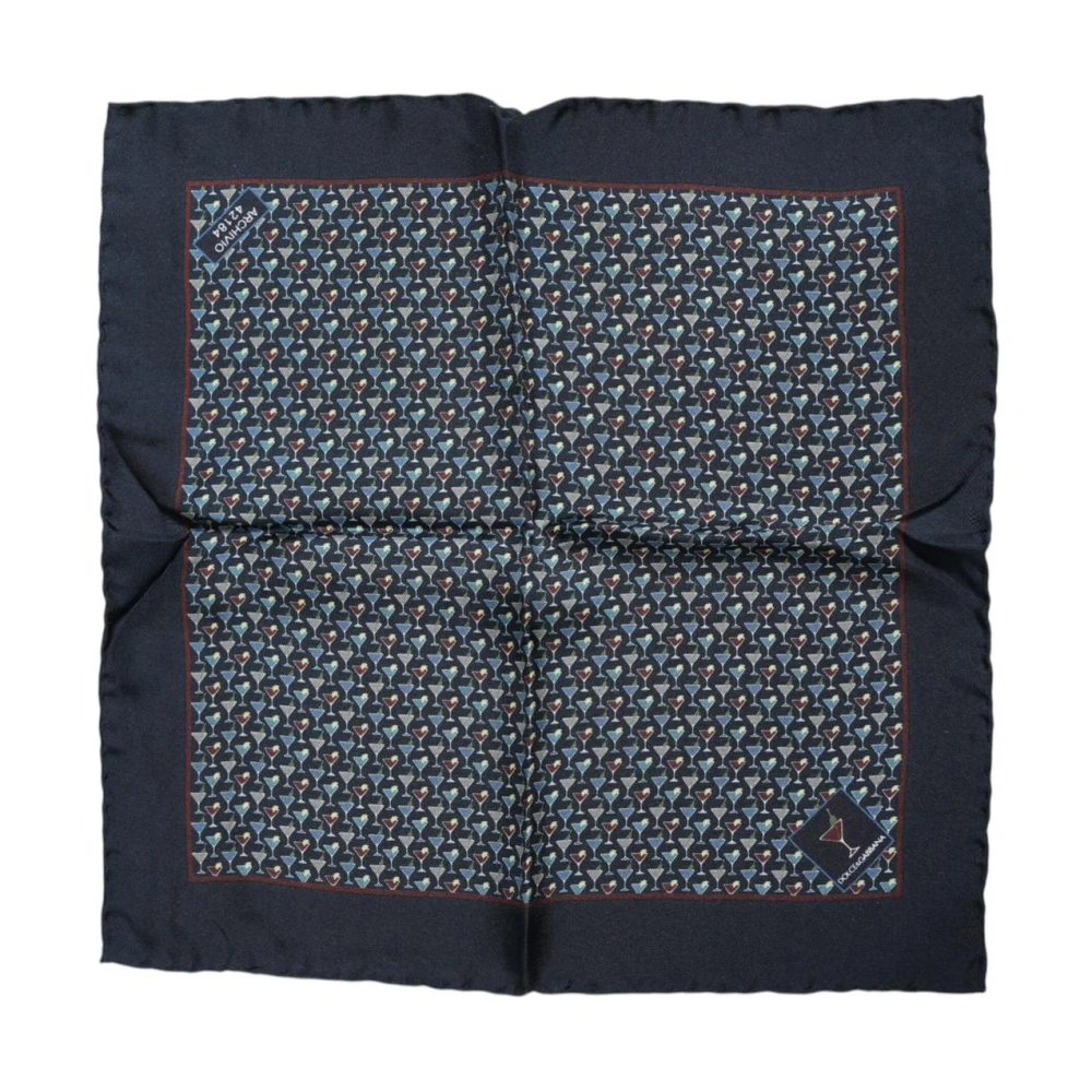 Dolce & Gabbana Men's Blue Silk Scarves, One Size, Luxury Silk Logo Foulard Scarf