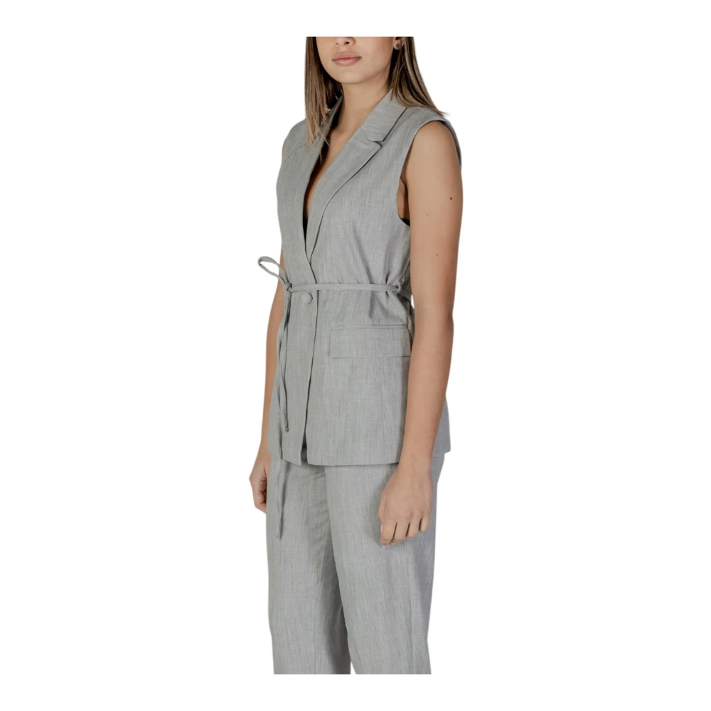 Vila Grijze V-Hals Mouwloze Gilet met Zakken Gray Dames