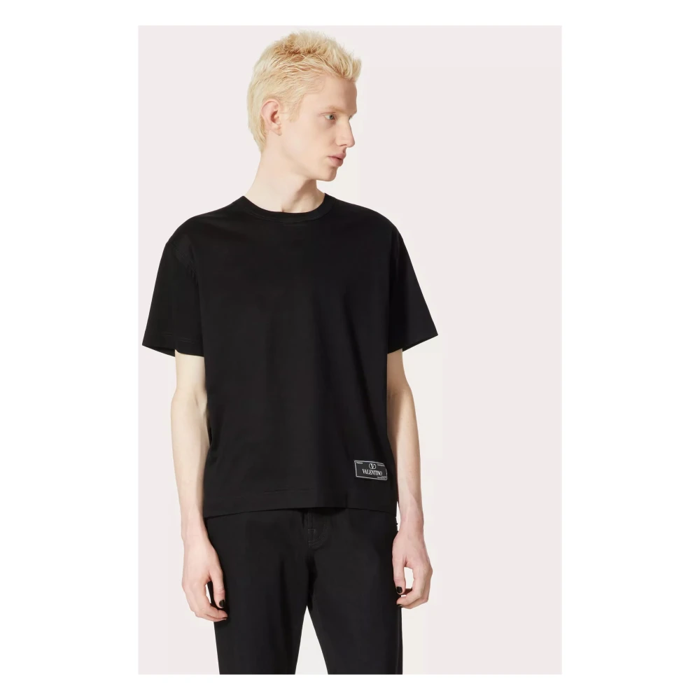 Valentino Katoenen T-shirt met Maison Tailoring Label Black Heren