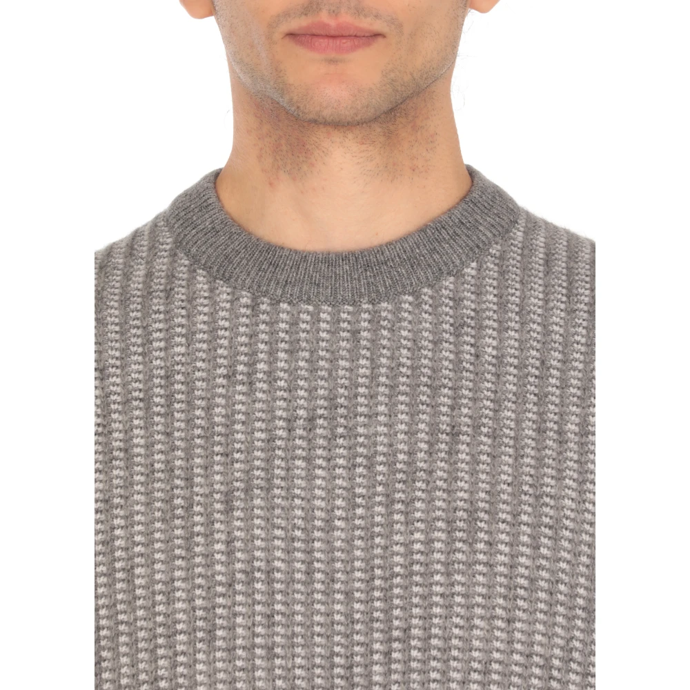 Ermenegildo Zegna Grijze Cashmere Crewneck Trui met Patroon Gray Heren