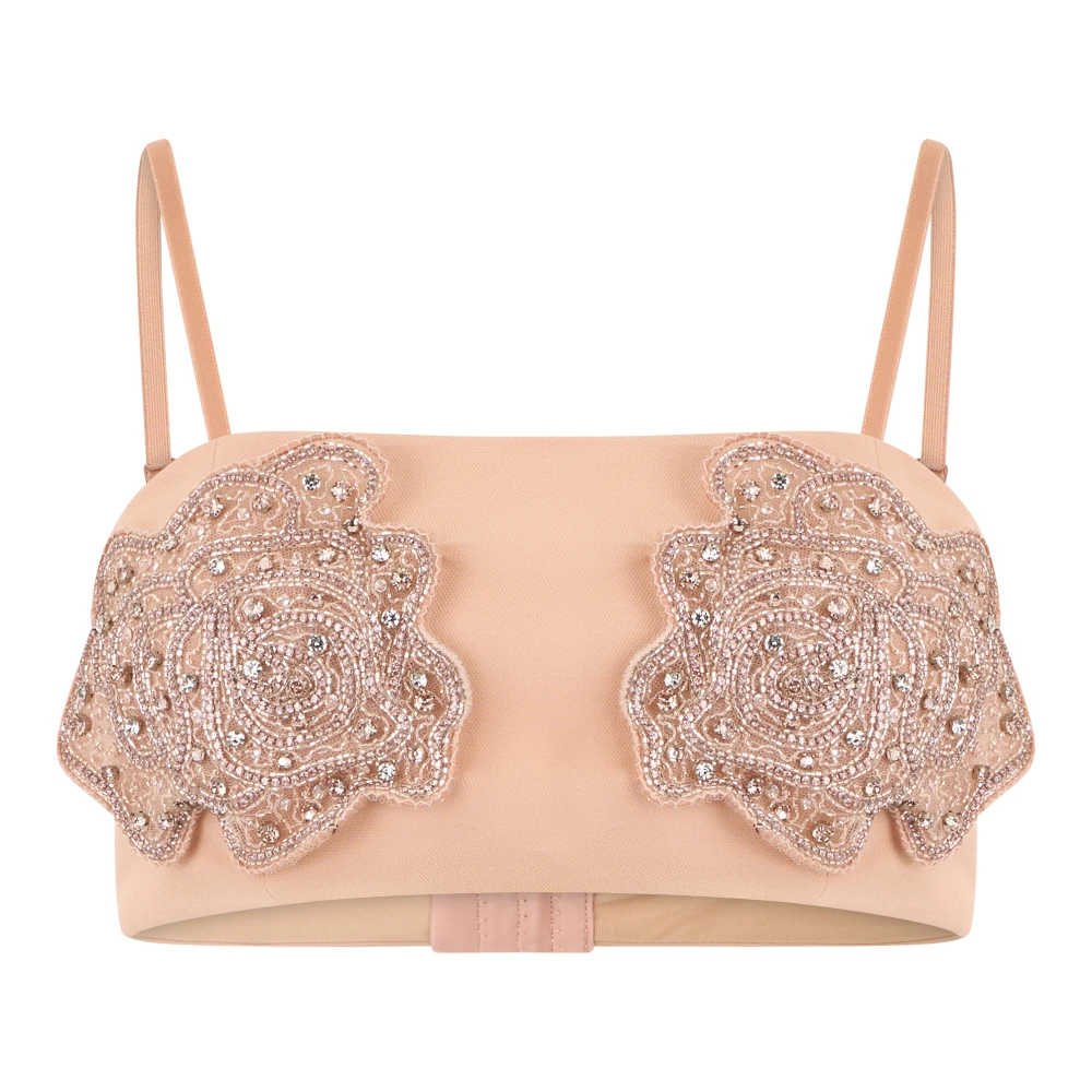 Pinko Women's Pink Short Top With Embroidery - O - Sleeveless Tops - M - Tops