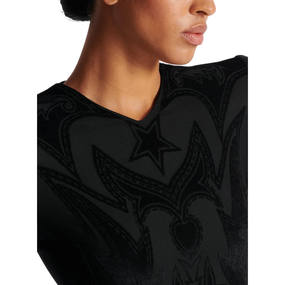 Balmain Jersey Korte Jurk Black Dames