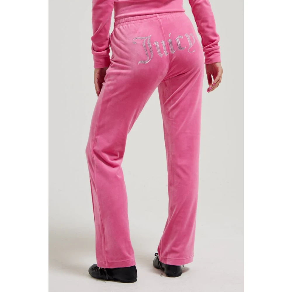 Juicy Couture Fluwelen trainingsbroek met zilveren details Pink Dames