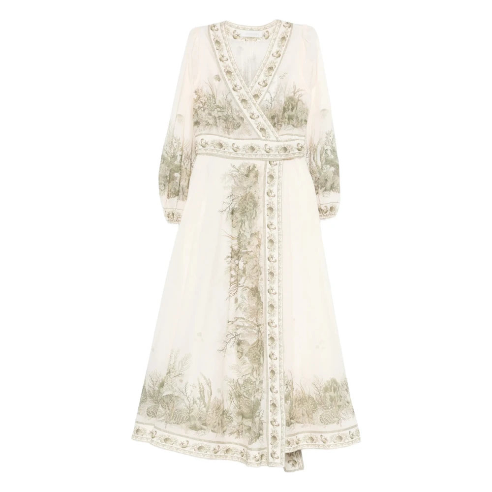 Zimmermann Women's Green Wanderlust Wrap Cotton Midi Dress, Wrap Dresses, Xs, Dresses
