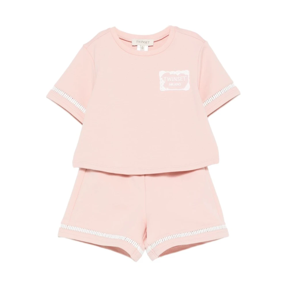 Twinset Pink Completo Felpa + Shorts - Female - Kids Sets - 18 M - Kids