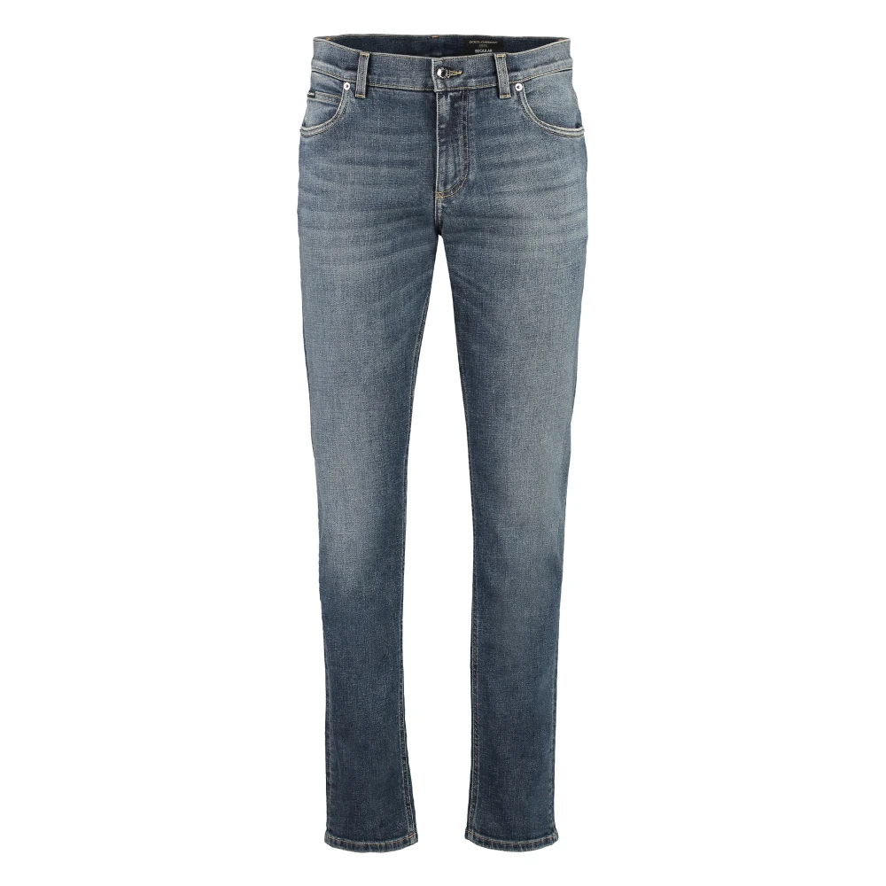 Dolce & Gabbana Slim Fit Jeans met Metalen Knopen Blue Heren