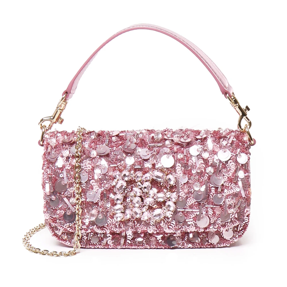 Dolce & Gabbana Glittrande Ros Skuldväska Pink, Dam