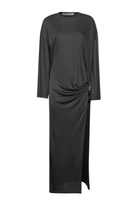 grey-flared-sleeve-dress-with-silver-detailing