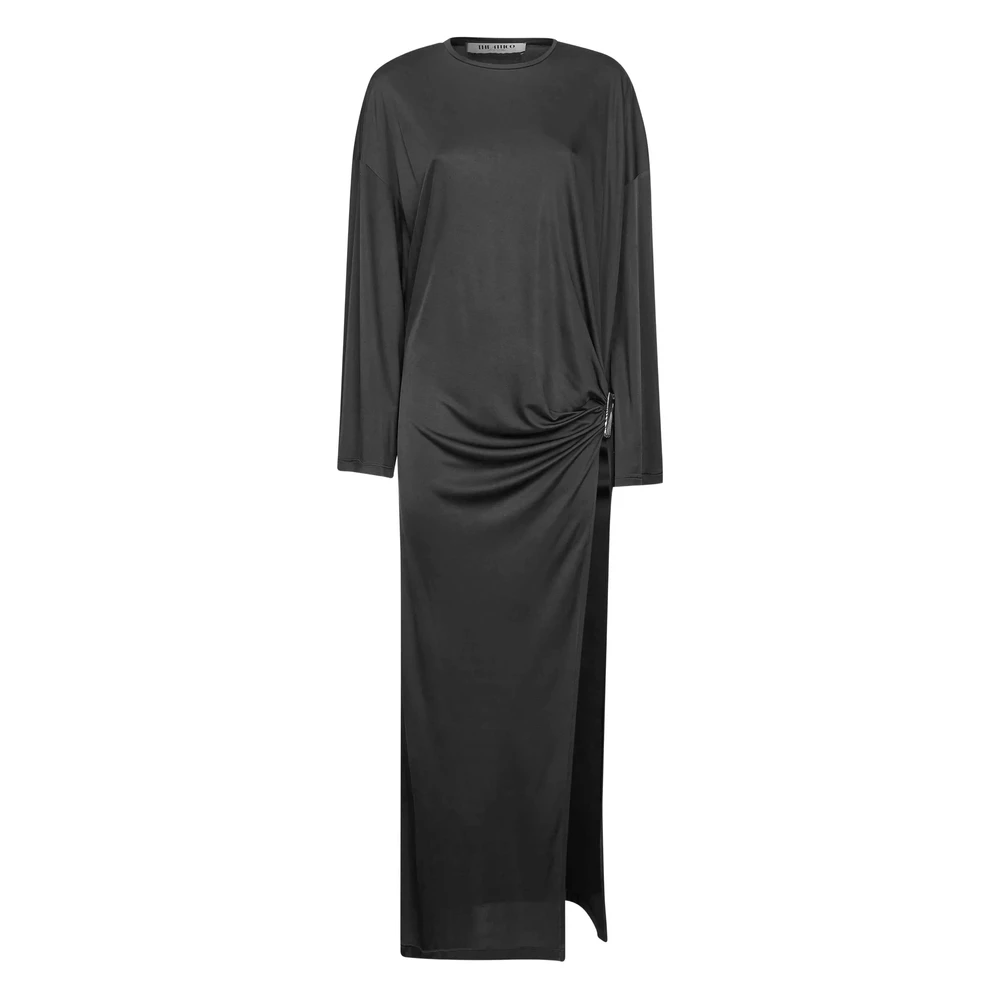 The Attico Women's Gray Grey Flared Sleeve Dress With Silver Detailing - Maxi Dresses - Xs - Dresses