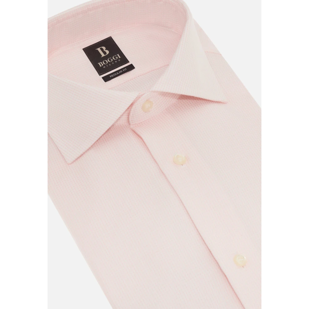 Boggi Milano Regular Fit Katoenen Overhemd Pink Heren