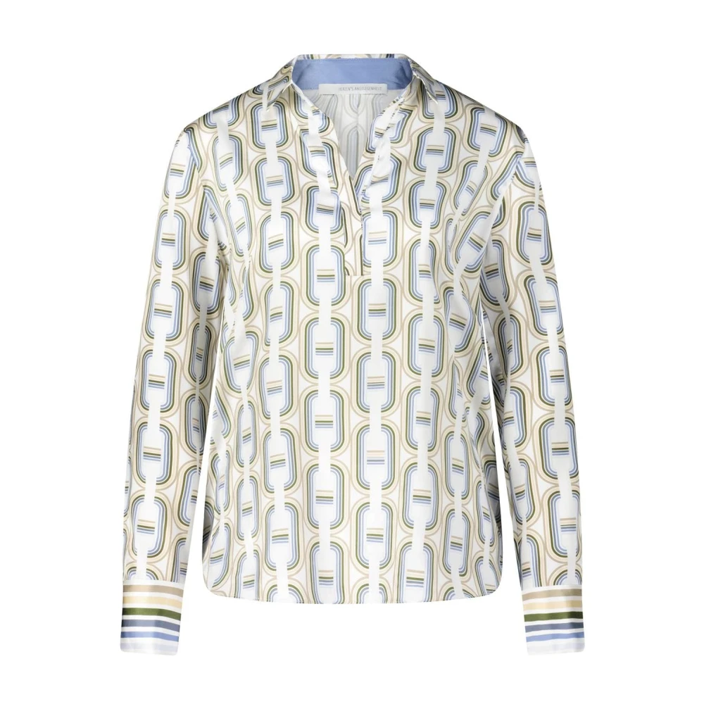 Herzen's Angelegenheit Zijden blouse met patroon en V-hals Multicolor Dames
