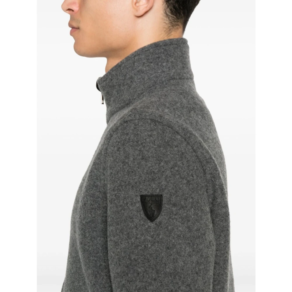 Polo Ralph Lauren Grijze Wollen Blend Rits Trui Gray Heren