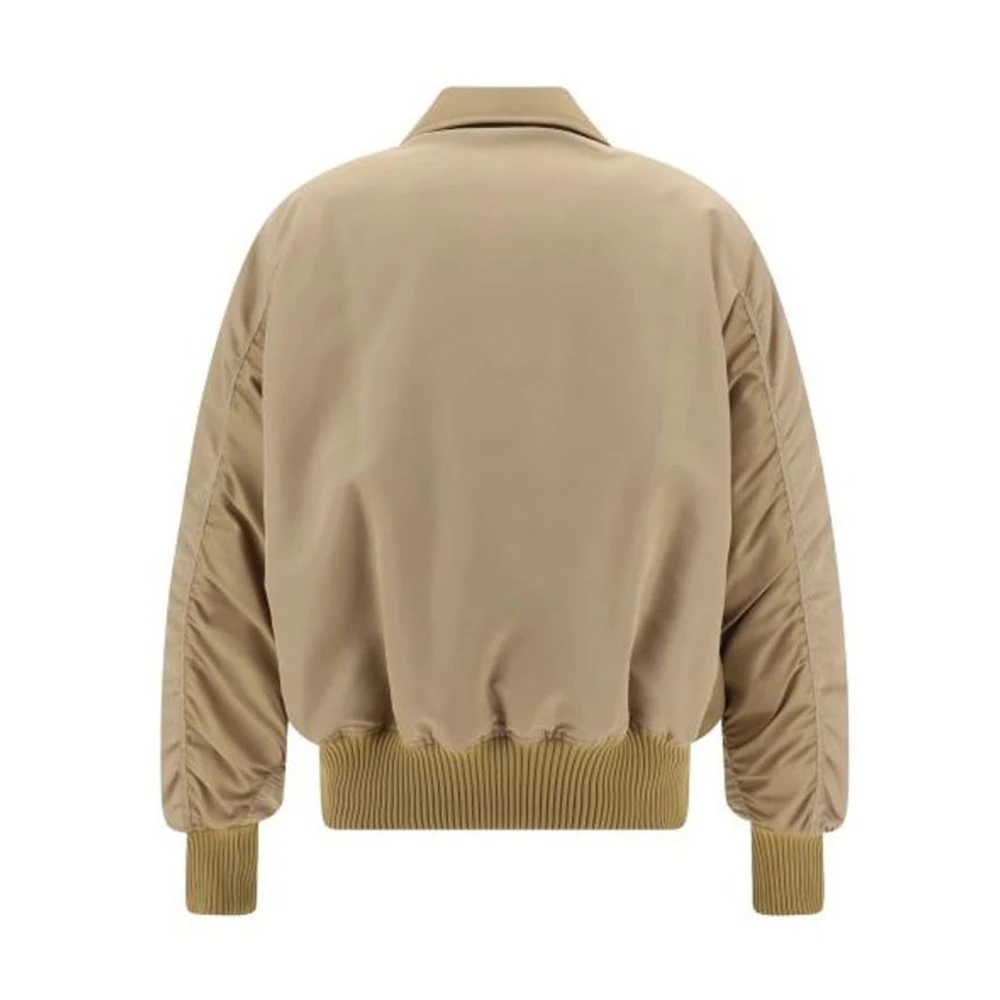 Palm Angels Gewatteerde bomberjack met voorlogo Beige Heren