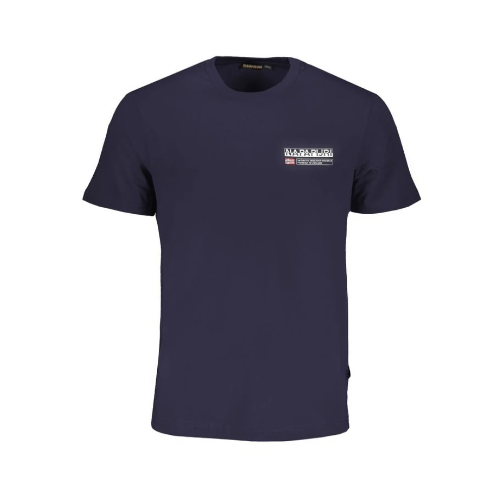 Napapijri Blauw Katoenen T-shirt met Print Logo Blue Heren